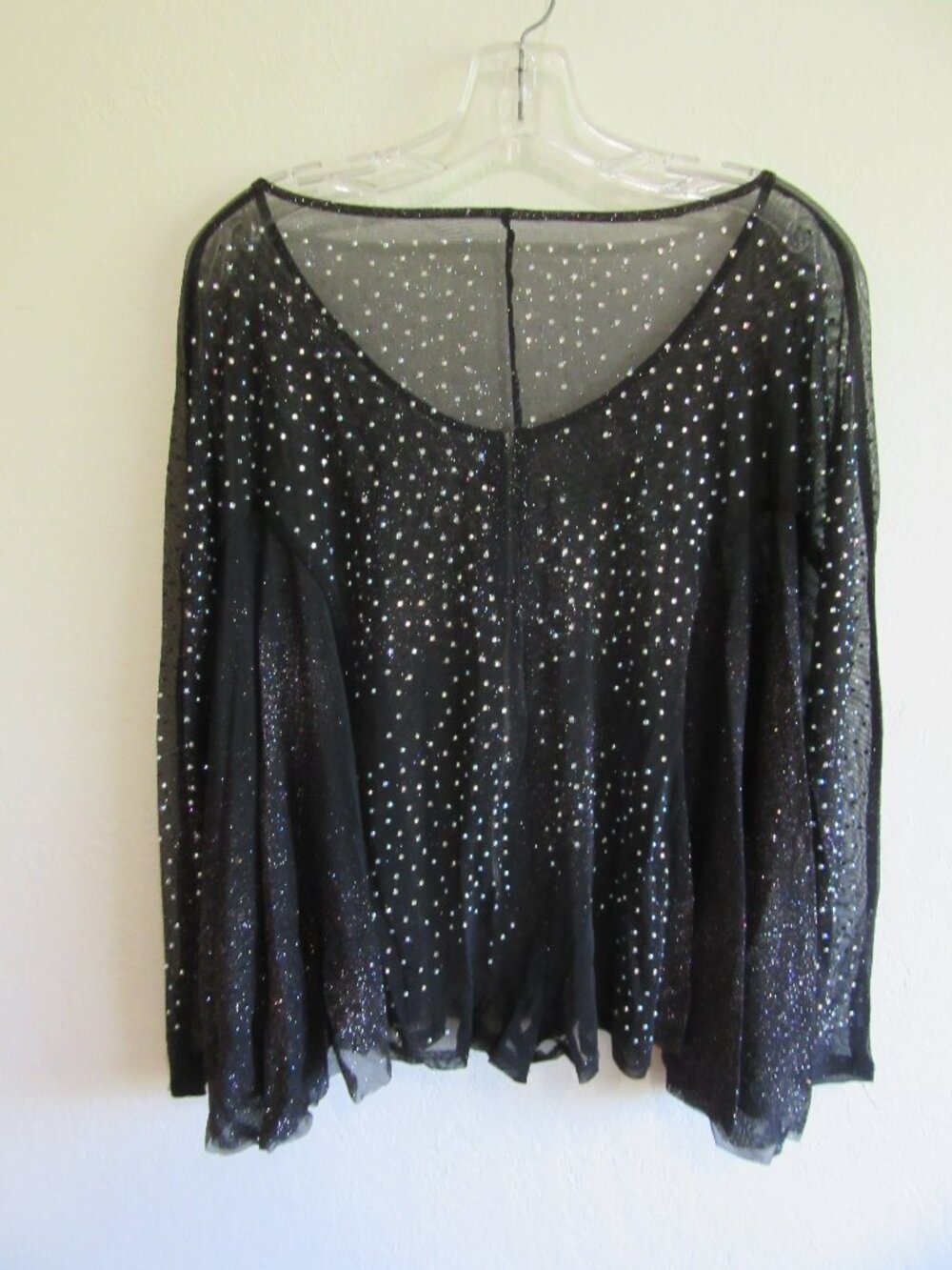 iHeart Raves Black Sheer Beaded & Glittered 6/8 Bodysuit